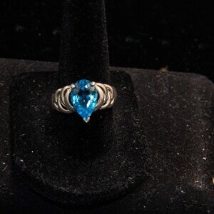 Blue Topaz and Sterling Silver Ring Size 7 1/2
